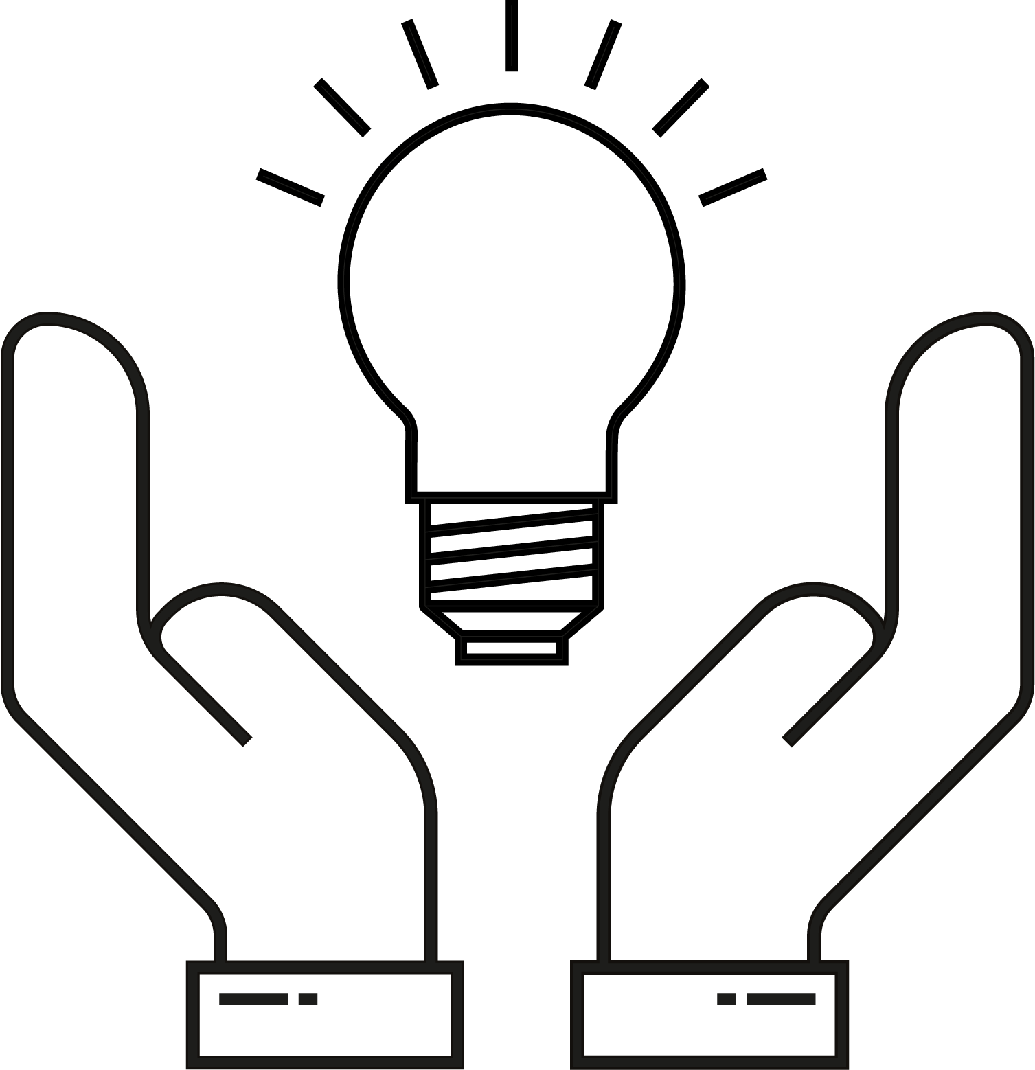 Icon showingHands protectively embrace a light bulb as a symbol for an idea